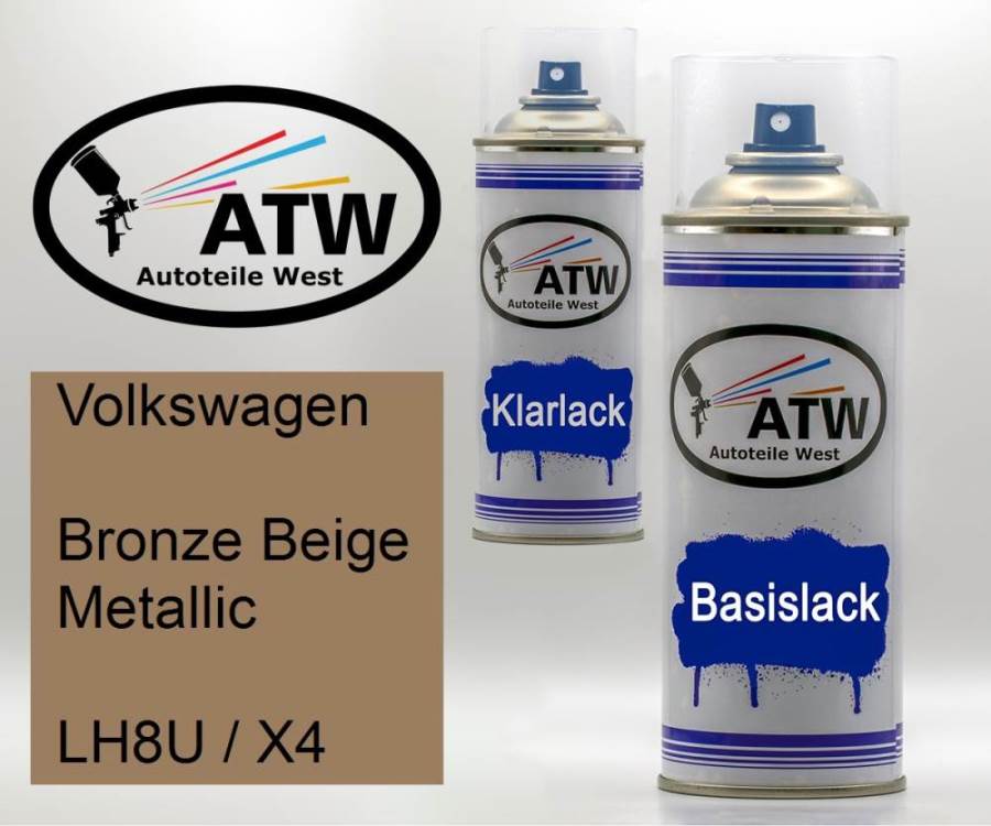 Volkswagen, Bronze Beige Metallic, LH8U / X4: 400ml Sprühdose + 400ml Klarlack - Set, von ATW Autoteile West.